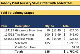 Order with fees directly added